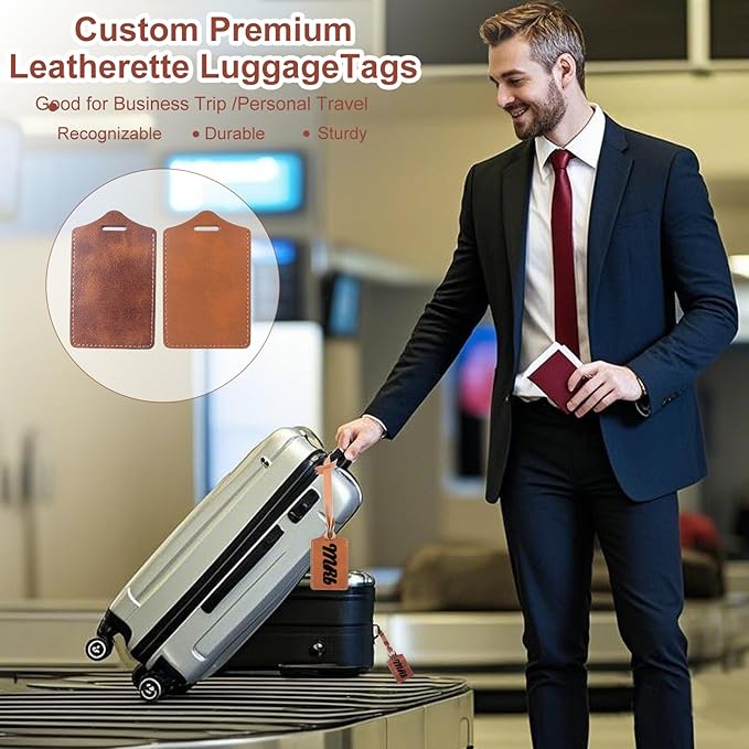 30 Sets Laser Engraving Material - Ideal Laserable Engravable Leatherette Team Gift Group Keepsake - Personalized Lasable Brown Faux PU Leather Name ID Number for Suitcases Bag Backpack Badge