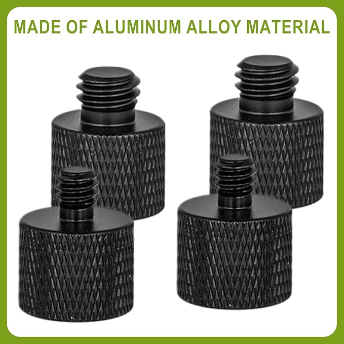 4pcs Mic Stand Adapter, 1/4 Male to 3/8 Female and 3/8 Male to 1/4 Female Tripod Screw Adapter Camera Screw Adapter for Microphone Stand Tripod Camera Mount
