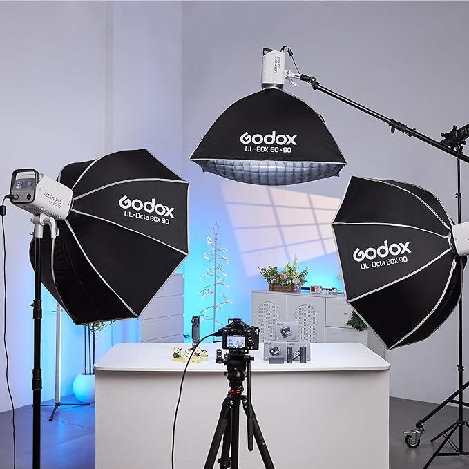 Godox Octa-90 35" Octagonal Softbox with Bowens Mount, 90cm Octa Portable Foldable Quick Release Soft Box with Grid, Diffuser for Godox SMALLRIG/Neewer/Aputure