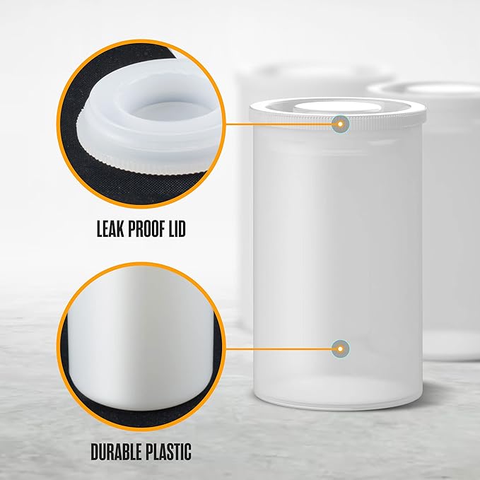 Houseables Film Canisters with Caps, Film Canisters, 35mm Case, Containers with Lids, Cannister for Rockets, Empty Camera Reel Holder, Coin Storage, White, Plastic, Bottle, 8oz, 2"H x 1"W, 180PK, Bulk