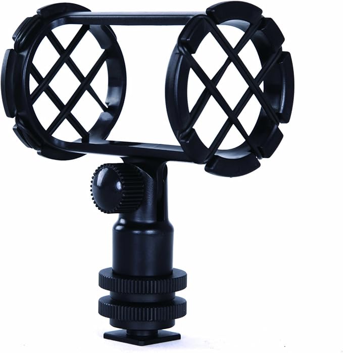 Movo SMM1 Microphone Shock Mount with Camera Cold Shoe for Shotgun Microphones 19-25mm in Diameter (Including Rode NTG-1, NTG-2, Sennheiser MKE-600)