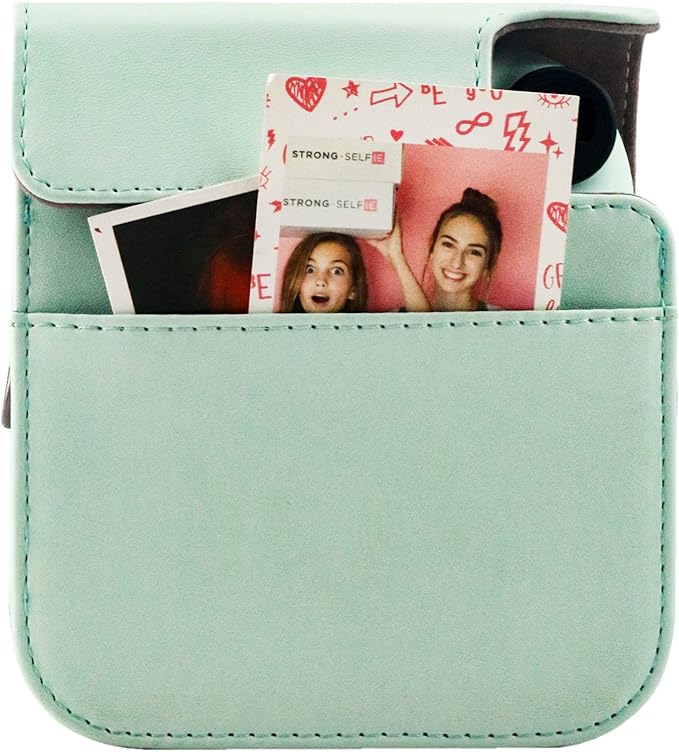 Frankmate Protective Case Compatible with Fujifilm Instax Mini 12 Instant Film Camera with Accessory Pocket and Adjustable Strap (Light Green)