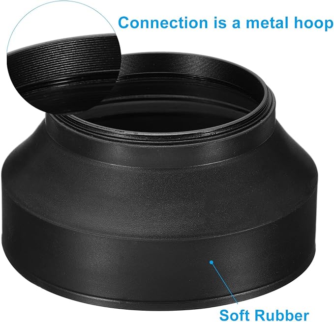 PATIKIL 72mm Camera Lens Hood, Rubber Collapsible Lens Protector Anti-Reflection Blocks Excess Sunlight Enhance Camera Photography for Nikon, for Fujifilm, for Pentax, for Leica