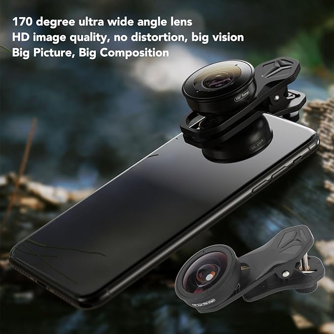 PUSOKEI 170 Ultra Wide Angle Lens for Phone, Clip - On Macro Photography Lens with Aluminum Alloy Housing, for Stunning Close - up Photos and Vlogging