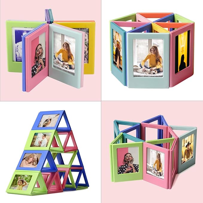 15 Pack Magnetic Small 2x3 Picture Frames for Polaroid Fujifilm Instax Mini Film, Cute Multiple Colorful Tiny Small 2 by 3 Inch Collage Photo Display Bulk Set for Fridge