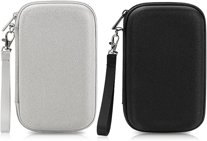 2Pack Hard Drive Carrying Case Storage Organizer Bag,Hard Travel Electronic Organizer Case for Power Bank Chargers Cables USB Flash Drive SD Card Mouse Electronic Accessories Bag(Black+Gray)