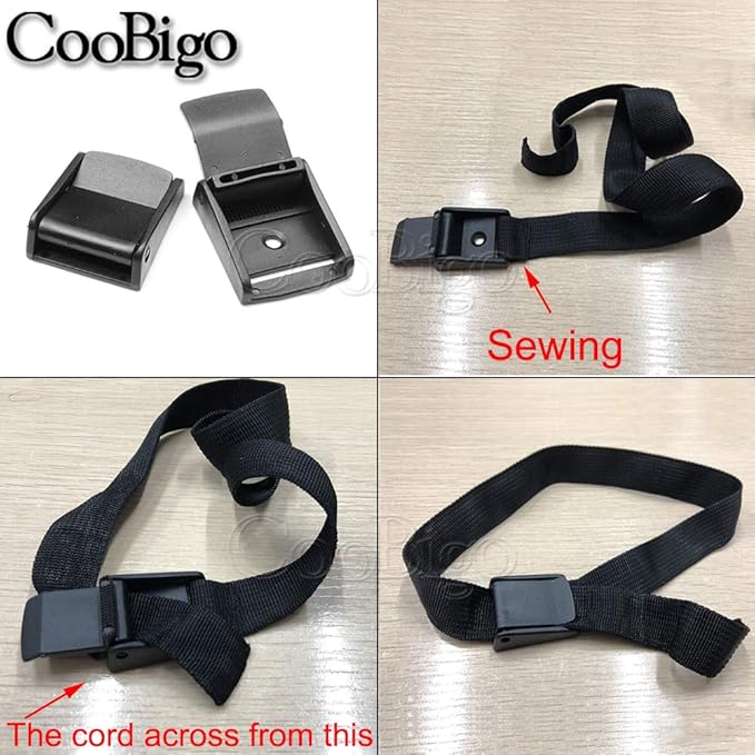 CooBigo 5pcs Webbing Cam Buckles Plastic Black Toggle Clip Backpack Straps