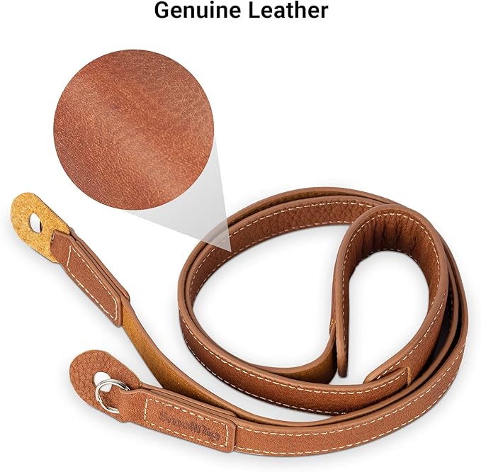SMALLRIG Leather Camera Strap, Vintage Brown Genuine Leather Neck Shoulder Camera Strap for Canon, for Nikon, for Pentax, for Sony, for Fujifilm and for Digital Camera - 3485