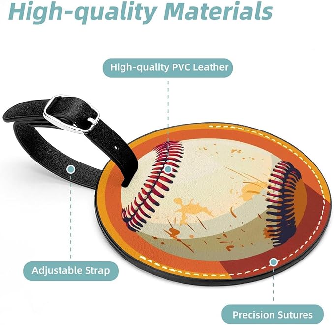 2 Pack Baseball Ball Background Luggage Travel Bag Tags