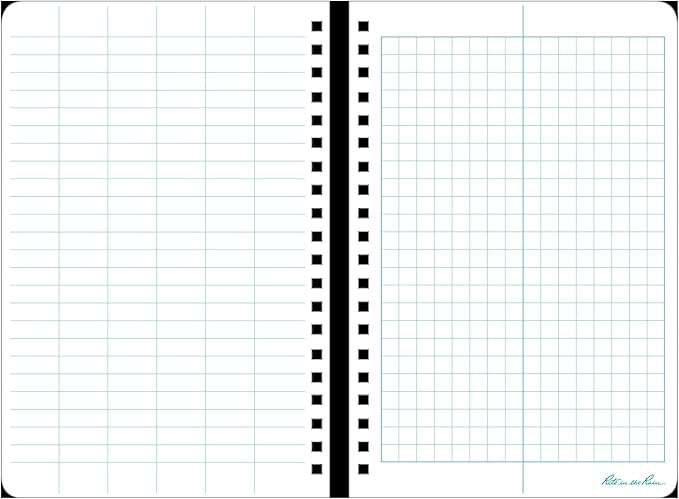 Rite in the Rain Weatherproof Side Spiral Notebook, 4.625" x 7", Yellow Cover, Field Pattern (No. 353)