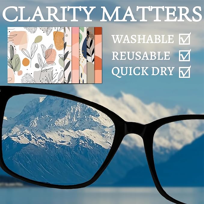 CREATCABIN 6 Pcs Thickened Glasses Cleaning Cloth Boho Design Microfiber Cleaning Cloth Aesthetic Eyeglass Cleaning Cloths Soft Wipes for Reusable Women Eyeglass Phone Screens Camera Lens 6x6in