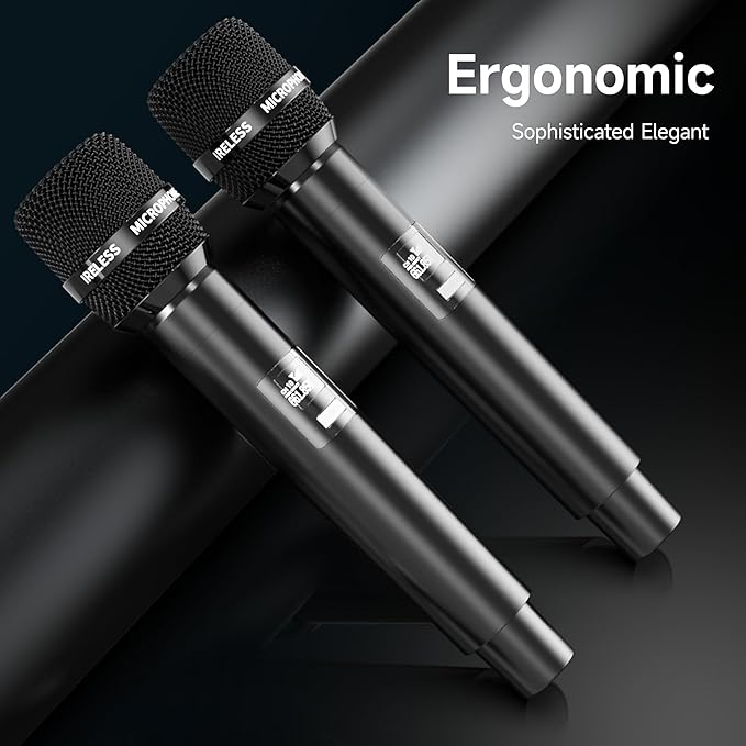 Wireless Microphones, Wireless Microphone with One-to-One Chip Connection, Less latency, 200FT Range, 40H Rechargeable Battery,Plug and Play, Ergonomic Design, Microphone for Singing, Speaker, Party