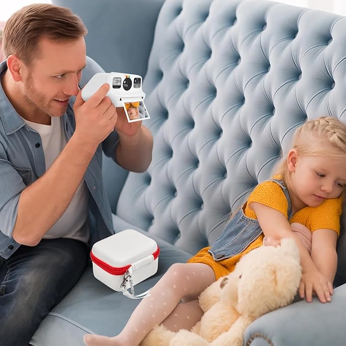 ANKHOH Digital Camera Case for Polaroid Go Generation 2 Gen 2/9035/9071/9070 Instant Mini Camera, Instax Film Cameras Storage with Mesh Pocket for Photo, Stickers (Box Only) (WhIte-red)