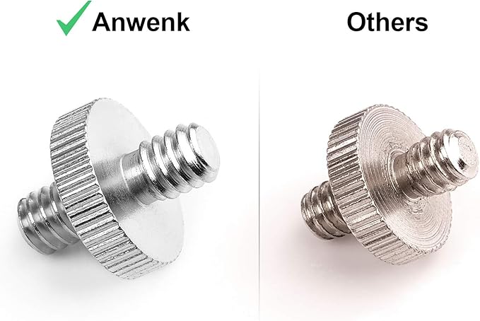 Anwenk Standard 1/4"-20 Male to 1/4"-20 Male Threaded Tripod Screw Adapter Standard Tripod Mounting Thread Camera Screw Adapter Converter, Precision Made (5 Pack)