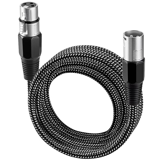 XLR Cable 20 FT, Microphone Cable 3 Pin Nylong Braided Balanced XLR Male to Female Heavy Duty Mic Patch Cords (Pure Copper Conductors)