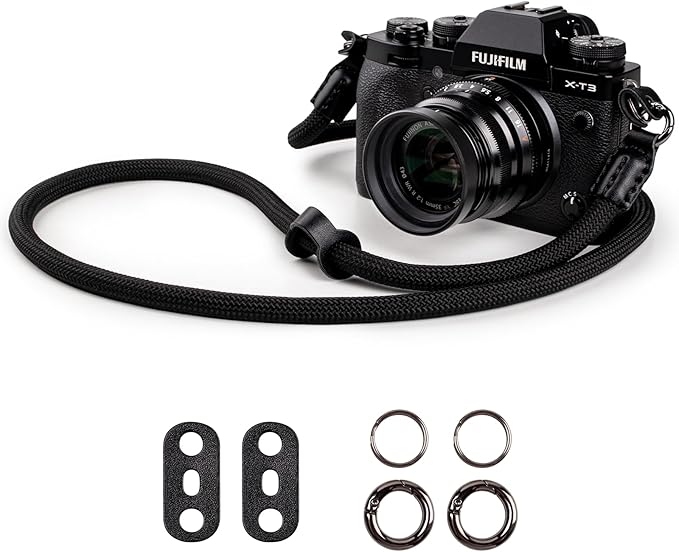 VOVMOEYA Camera Strap Rope,Camera Neck Strap Shoulder Strap for Fujifilm X100VI X100V XS20 XT5 for A6000 A6100 A6400 A6700 A7IV for Canon EOS R6 R10 for Nikon D850 D5600 D7500 - Black
