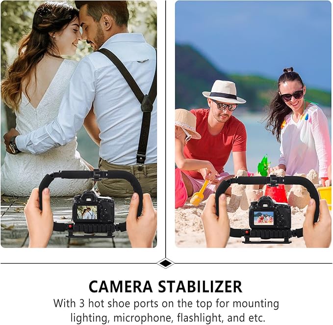 Zerodeko Foldable Dual-Handle Smartphone Video Rig Stabilizer for Handheld Camera Support Bracket, Compatible with Various Smartphones, Professional Video Recording Grip for Vloggers