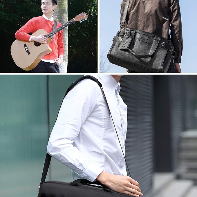 BOMKEE 59" Briefcase Shoulder Strap Universal Replacement Adjustable Bag Straps with Metal Swivel Hooks Bag Strap for Laptop, Camera, Duffle, Sports, Travel, Messenger Bags/Crossbody Bag (Black)
