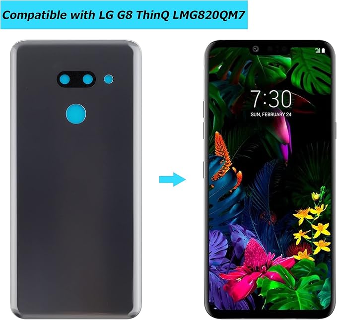 New Replacement Battery Door Cover Back Cover Kompatibel for LG G8 ThinQ LMG820QM7 LM-G820UMB LMG820UM2 Platinum Gray Akkudeckel…