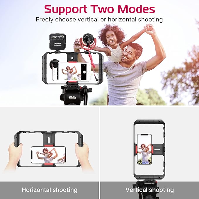 ULANZI U Rig Pro Smartphone Video Rig, Filmmaking Vlogging Case, Phone Video Stabilizer Grip Tripod Mount for Videomaker Film-Maker Video-grapher with Cold Shoe Mount for iPhone Samsung and More