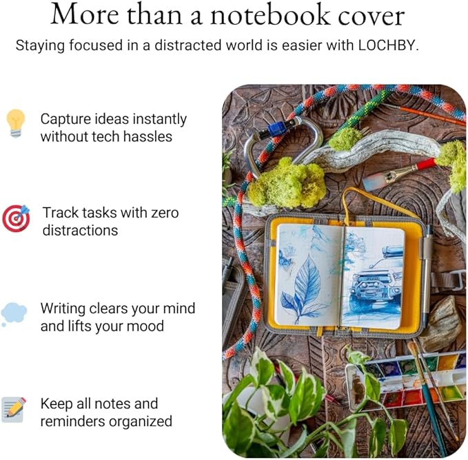 LOCHBY® Mini Field Journal | Water Resistant Waxed Canvas | Pen Loop | Included Tomoe River Notebook | Perfect for Travel, Art, Bullet Journal