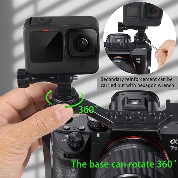 Tripod Screw to DSLR Camera Flash Cold Shoe Mount Adapter Compatible for GoPro 11/10/MAX/9/8/7/6/5/4/3+/3,DJI OSMO Action 2 3
