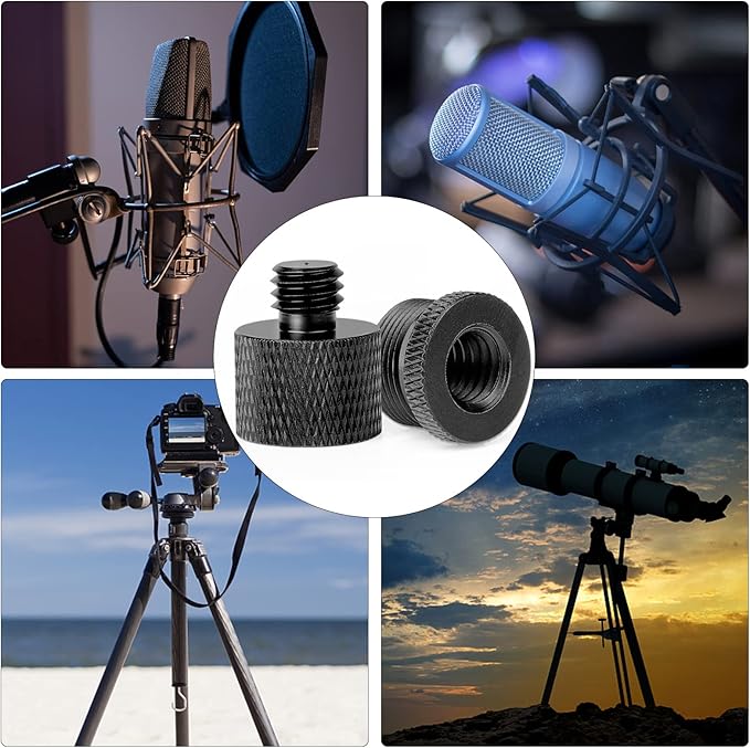 Mic Stand Adapter 3/8 Female to 5/8 Male Microphone Stand Adapter and 5/8 Female to 3/8 Male Mic Thread Adapter for Blue Yeti Snowball Boom Arm Mic Stand Mount to Tripod, Combo 8 Pack by ChromLives