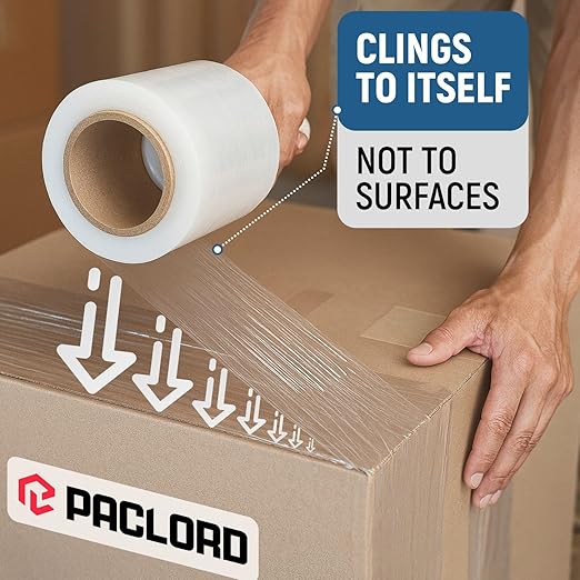 5” x 1000’ Stretch Wrap Mini 12 Rolls with Handle – Clear Plastic Stretch Film 80 Gauge, 500% Elongation, Heavy Duty Shrink Wrap for Moving, Packing & Shipping