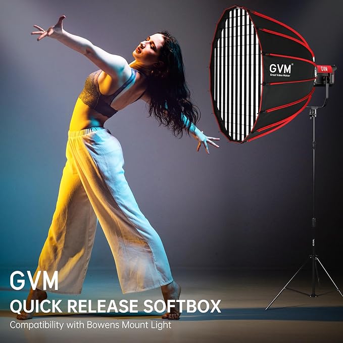 GVM Softbox Parabolic Soft Light Bowens Mount，36"/90cm Quick Release Parabolic Deep Softbox & Honeycomb Grid Compatible with Other Bowens Mount Light for Recording, Portraits