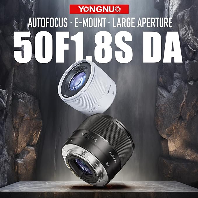 YONGNUO E Mount Lens, APS-C Frame Lenses for Sony E Mount, STM Auto Focus Prime Lens,35mm-50mm f/1.8 Lens for Sony ZV-E1, A1, A7RV, A7RIV, A7RIII, A7RII, A7R, A7IV, A7III, A7SIII, A7II (50mm F1.8)