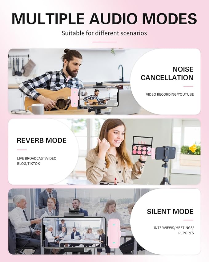 Wireless Mini Lavalier Lapel Microphone for iPhone iPad & Android Phone, 2 in 1 Lapel Mic for Video Recording- Clip on Dual Mics with Noise Reduction for Video Tiktok YouTube Podcast Vlogging(2 Pack)