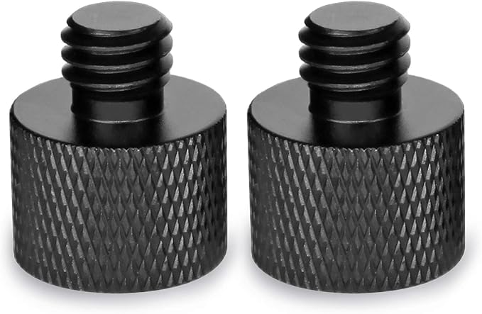 Mic Stand Adapter 5/8 Female to 3/8 Male Screw Adapter Thread for Microphone Stand Mount to Camera Tripod Adapter 2 Pack
