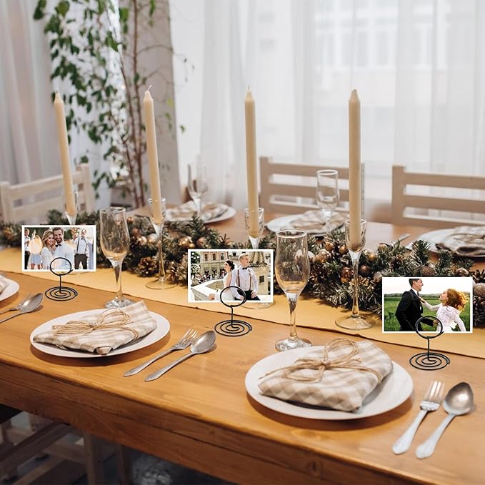 Ptwola 24 Pcs Table Number Holder Tall Table Sign Stands Place Card Holders Simple Picture Photo Name Menu Clips for Weddings Birthday Christmas Halloween Party Office Memo Notes Reception Restaurants