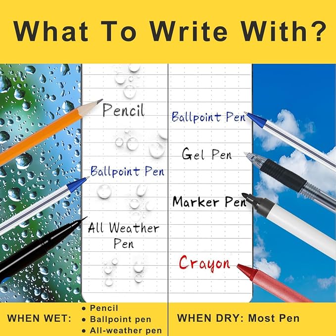2PCS Waterproof Spiral Notebooks with Hard Cover for Outdoor Camping, Field Graph, 100 pages per Weatherproof Notepad, A6 Medium Size All-Weather Steno Pads (4.8"x7", Yellow)