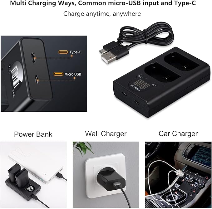 LP-E6NH LP-E6N LP-E6 Battery Charger LED Display Camera Battery Charger Compatible with Canon LC-E6 LC-E6E Charger Compatible with Canon R7 R6 R5 R 5D-IV/III/II 5DS 6D 6D-II 7D 7D-II 90D 80D 70D 60Da