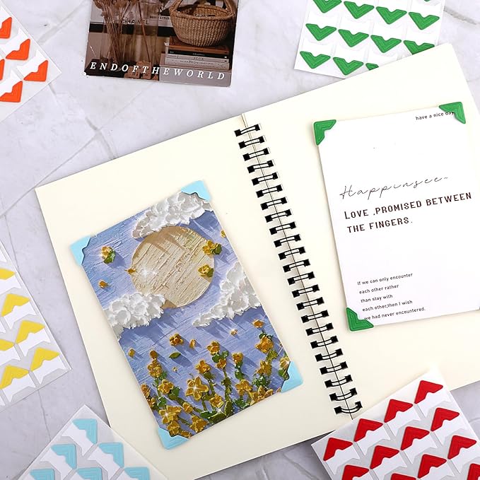 360 Pcs Photo Corners Self Adhesive Photo Mounting Corner Stickers Photo Mounting Corners Multicolored Picture Corners for Scrapbooks Album Journal Memory Book (Multicolor)