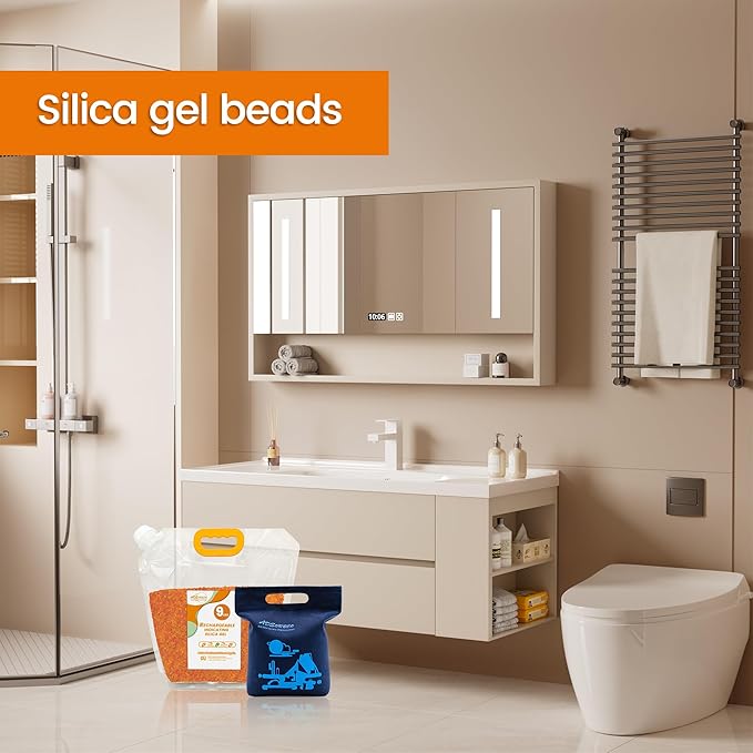 Silica Gel Desiccant Beads – Reusable Desiccant Bulk 3mm Beads for 3D Filament, Electronics, Cameras, Jewelry, and Safes (Orange to Green, 9 LBS+2 Bags)