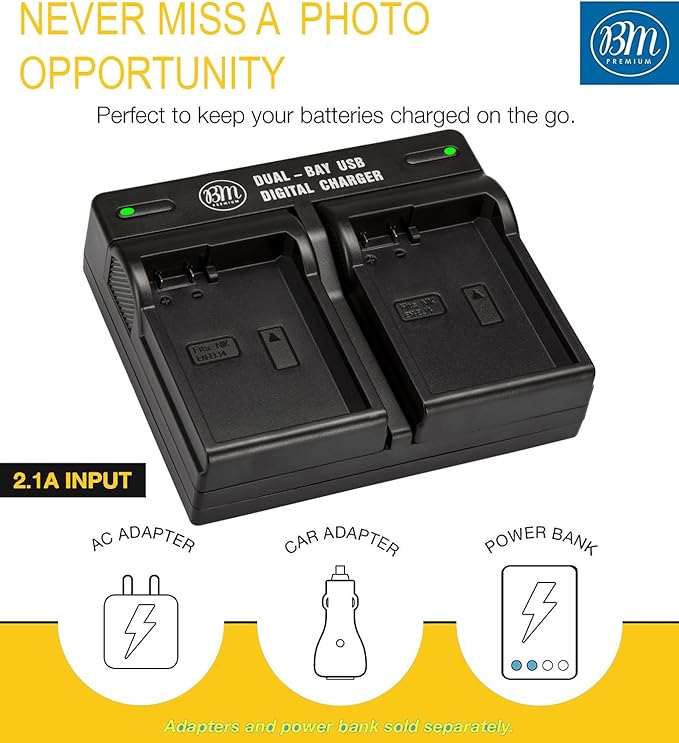 BM Premium 2 Pack of EN-EL14A Batteries and Dual Bay Battery Charger for Nikon D3100, D3200, D3300, D3400, D3500, D5100, D5200, D5300, D5500, D5600, DF Coolpix P7000, P7100, P7700, P7800 Cameras