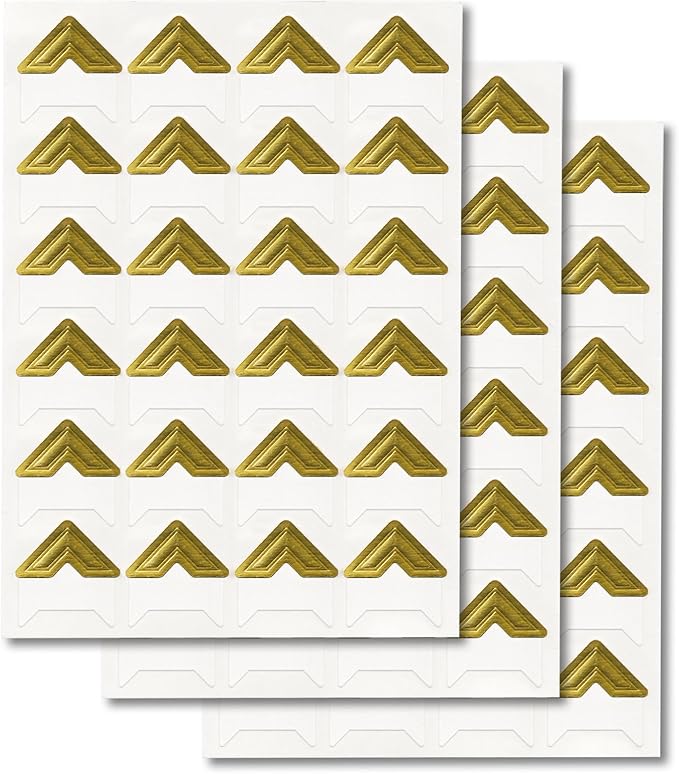 GOONAVI 15 Sheets 360 Pcs Acid-Free Photo Corners, Self-Adhesive Mounting for Wedding Scrapbook Supplies, DIY Photo Album, Journal, Guest Book, Memory Book (Gold)