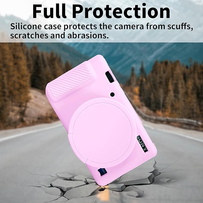 Camera Case for Sony ZV-1, ZV1 Case Silicone Cover Camera Sleeve Body Skin Protective Case with Removable Lens Cap for Sony ZV1 Digital Camera,Light Pink