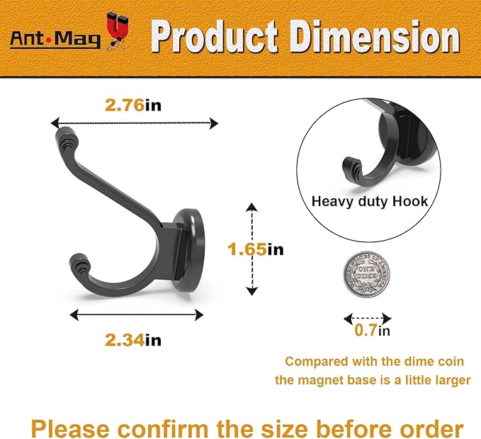 Ant Mag Magnetic Hooks Heavy Duty 140lbs Neodymium Magnet Wall Hooks for Hanging Coats Robes Backpacks Bags Hats Keys Mugs Cups Towels