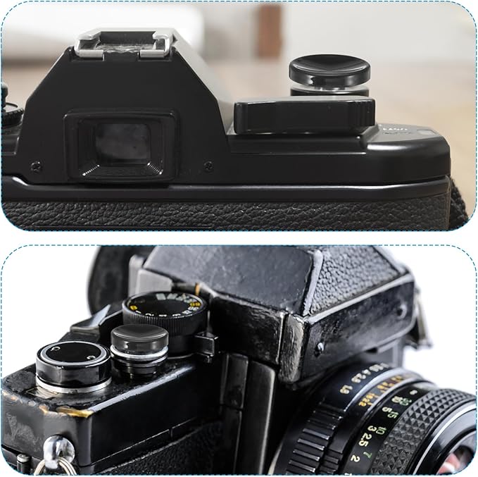 PATIKIL Camera Shutter Button, 2 Pack Soft Shutter Release Button Pure Copper Camera Button Concave Suitable for Nikon for Fujifilm for Leica DSLR/SLR Camera, Black Yellow