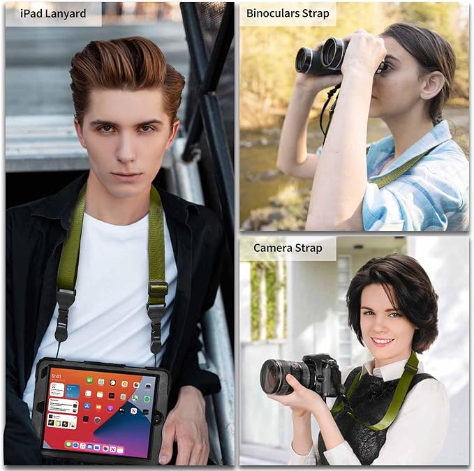 Nylon iPad Strap, Adjustable Camera Neck Strap, Comfortable Shoulder Strap for iPad, Cellphone Tablet, Camera, Laptop, Binocular, Luggage Bag (Green Universal Neck Lanyard)