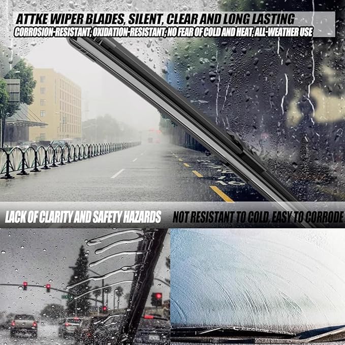 ATTKE OEM Quality Front Windshield Hook Wiper Blades OE Original Style (28“ + 16” Front Windshield Wiper Blades)