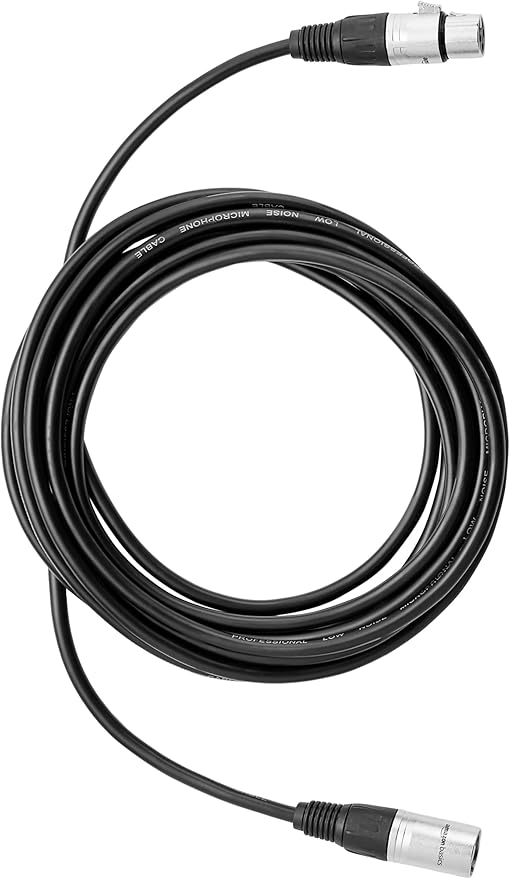 Amazon Basics 2-Pack XLR Microphone Cable for Speaker or PA System, Recording Studio, All Copper Conductors, 6MM PVC Jacket, 15 Foot, Black