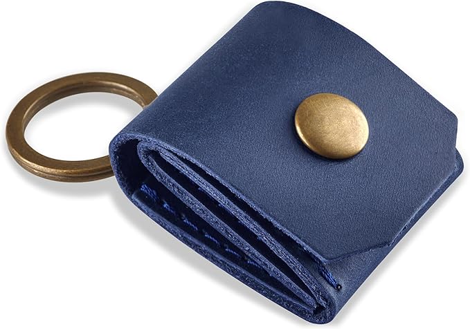 Leather SD Card Holder Keychain, SD Card Case Key Fob, Micro SD Card Holder Organizer, SD Card Storage Case, Memory Card Case Cover, Travel Memory Card Case (Blue)