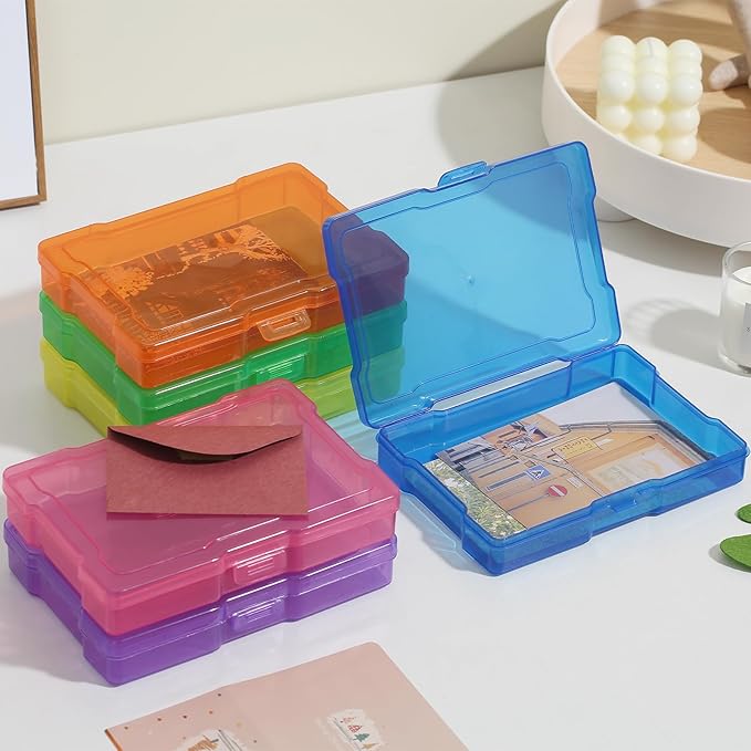 novelinks Transparent 4" x 6" Photo Storage Boxes - Photo Organizer Cases Photo Keeper Picture Storage Containers Box for Photos - 10 PACK (Multi-colored)