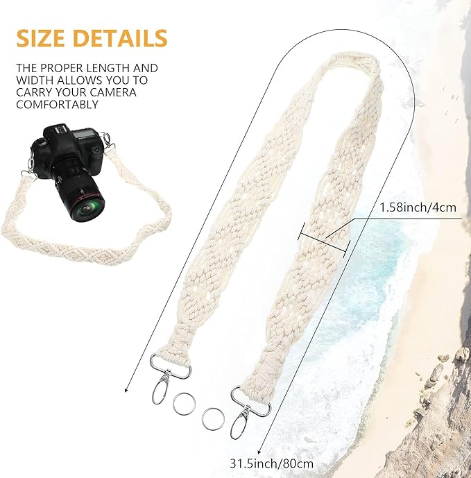 Weewooday Camera Strap for Photographers Cotton Woven Universal Neck Shoulder Camera Strap for DSLR SLR(31.5 x 1.5 Inches,White)