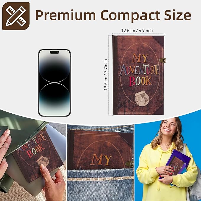 Our Adventure Book Travel Scrapbook Journal Notebook, 160Pages Scrap Book Photo Albums, Faux Leather Journaling Diaries, Scrapbooking Gifts Set With Pen and Stickers for Anniversary Wedding Office