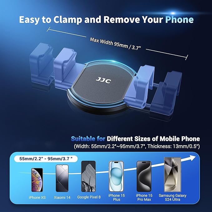 JJC Phone Clamp Holder for Magnetic Car Mount Tripod Stand with MagSafe Function, Gym Magnetic Phone Clip for Metal Surface with 2 Cold Shoes & 1/4" Screw for iPhone Samsung Galaxy Google Pixel-Black